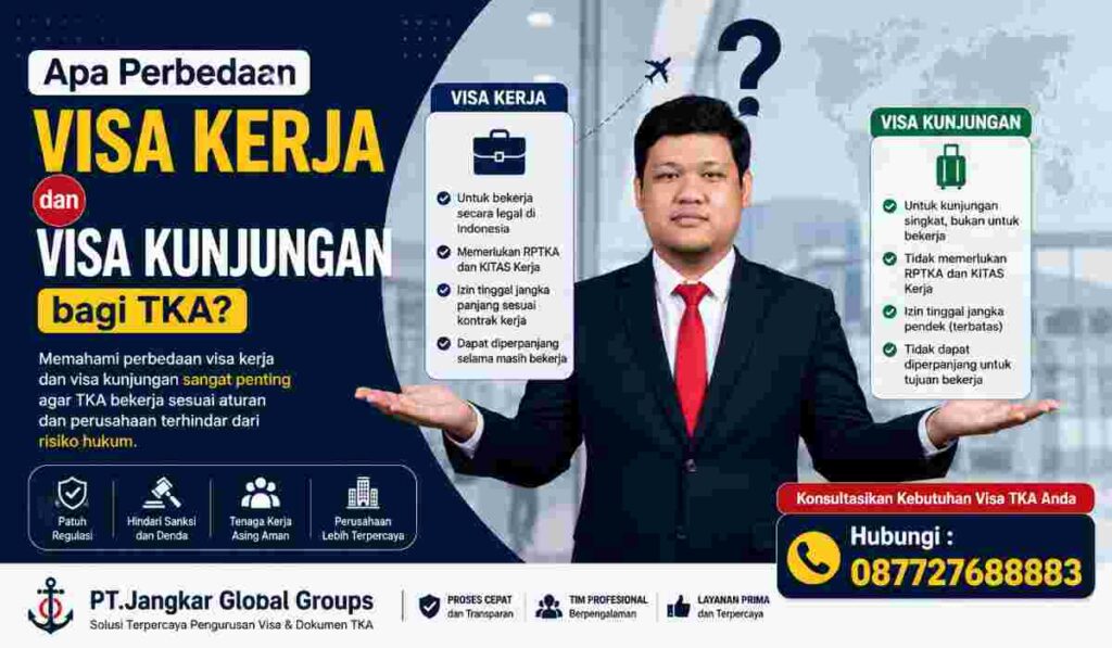 Apa Perbedaan Visa Kerja dan Visa Kunjungan bagi TKA