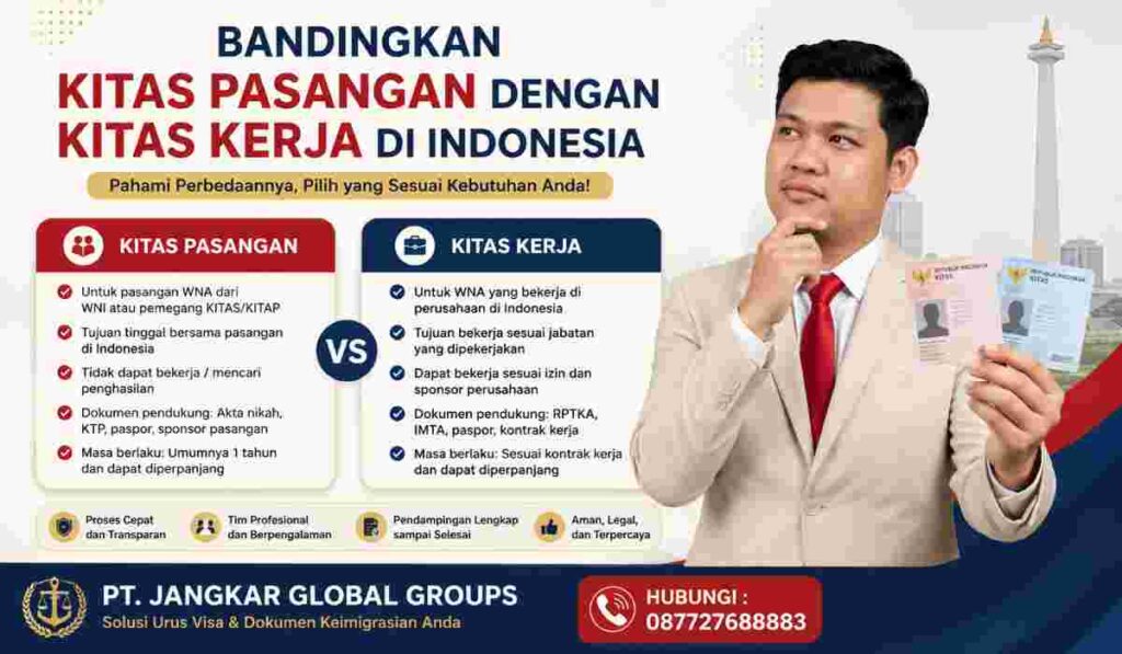 Bandingkan KITAS Pasangan dengan KITAS Kerja di Indonesia