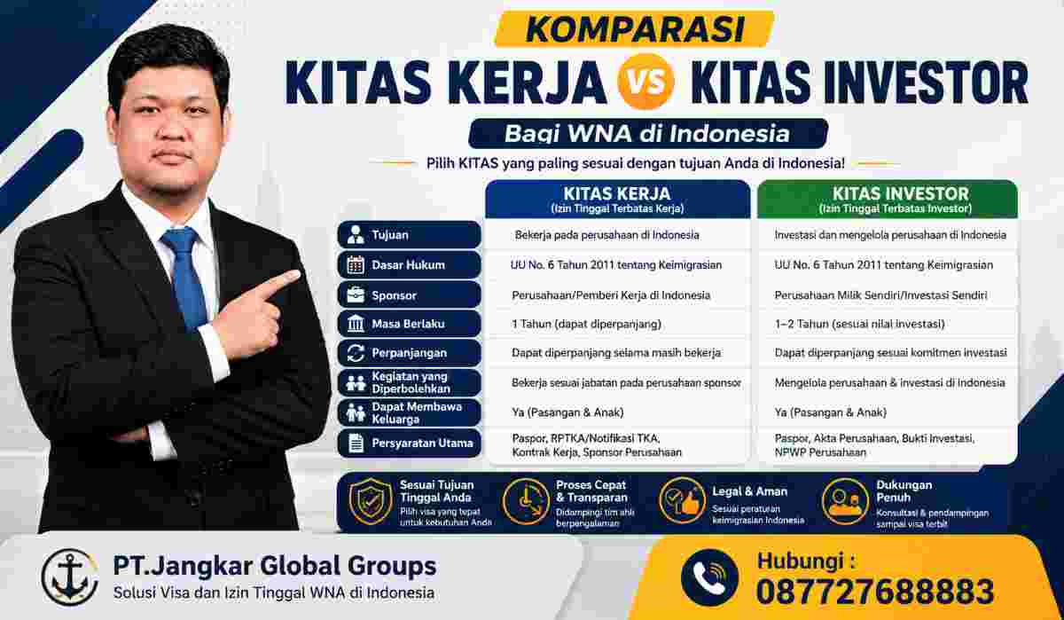 Komparasi KITAS Kerja dan KITAS Investor bagi WNA di Indonesia