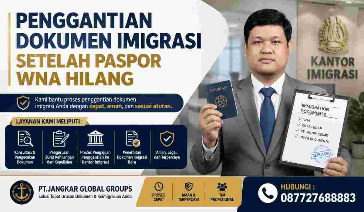 Penggantian Dokumen Imigrasi Setelah Paspor WNA Hilang
