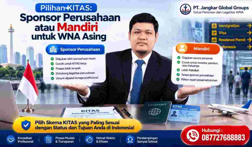 Pilihan KITAS Sponsor Perusahaan atau Mandiri untuk WNA Asing