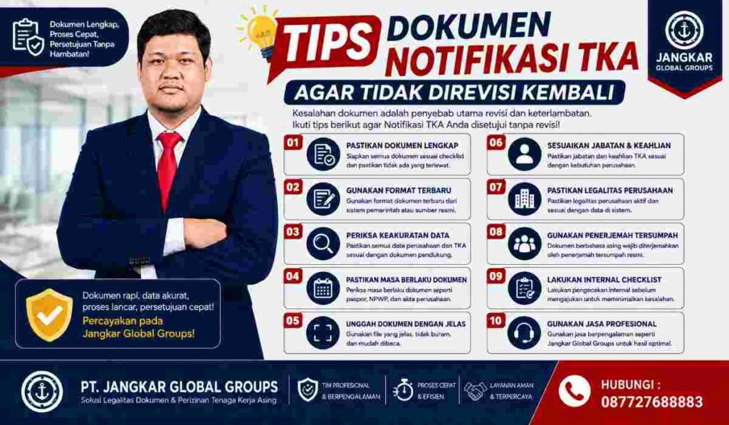 Tips Dokumen Notifikasi TKA agar Tidak Direvisi Kembali