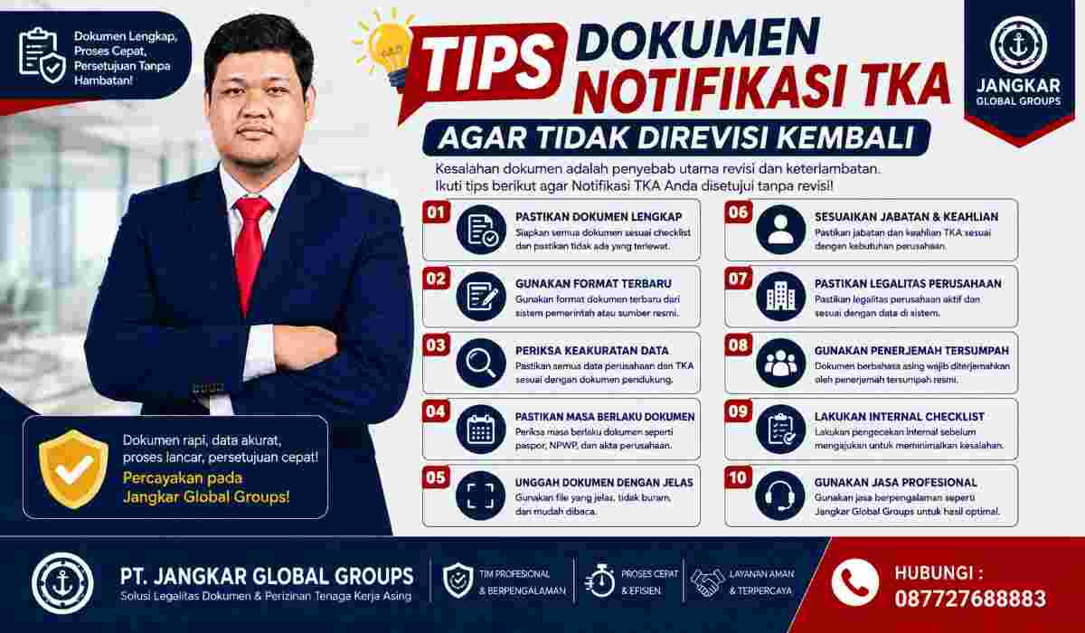 Tips Dokumen Notifikasi TKA agar Tidak Direvisi Kembali